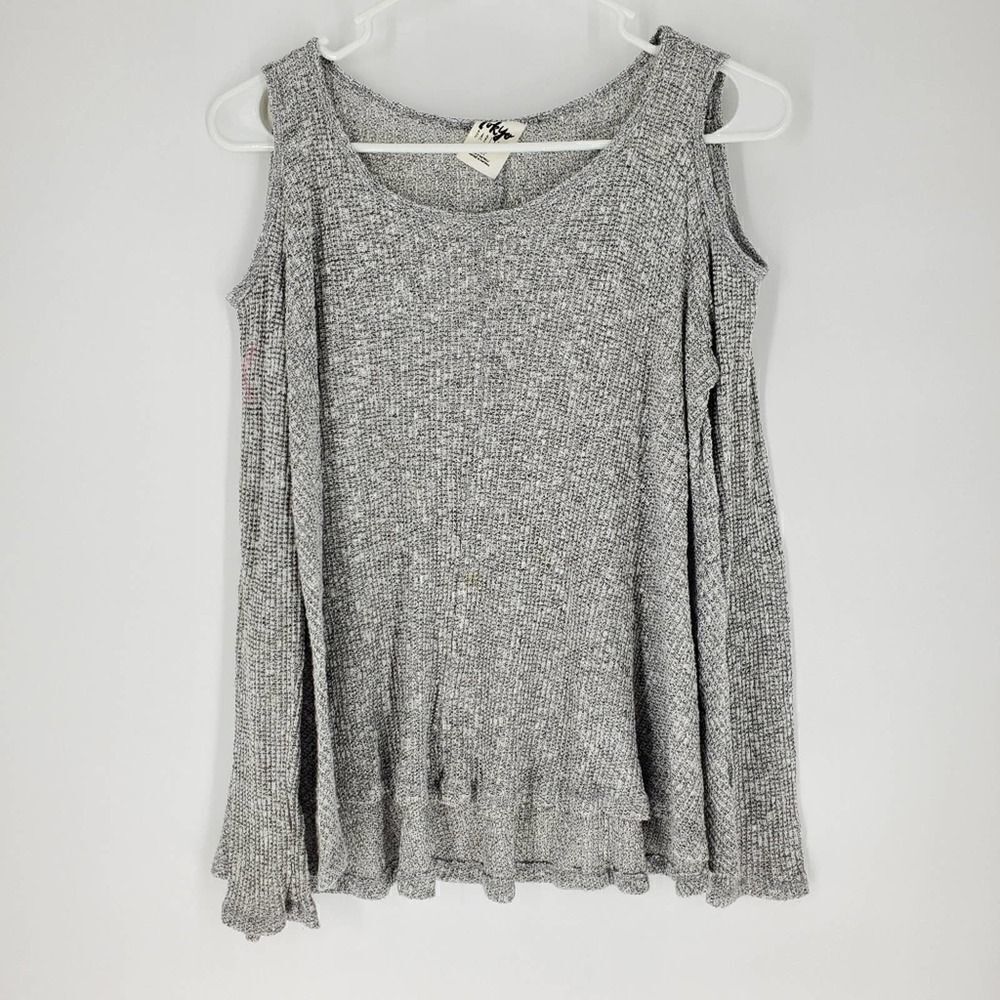 Tokyo darling grey long sleeve tshirt open shoulde